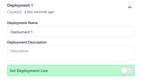Deployment can set live