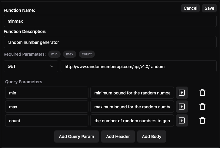 Function calling config