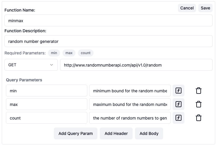 Function calling config