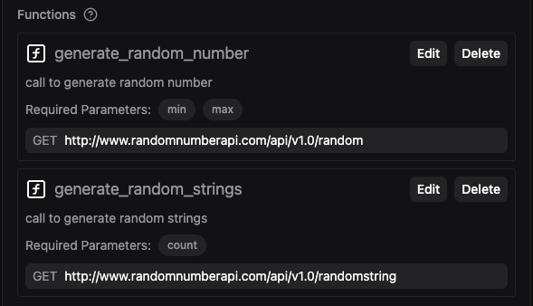 Function chaining setup