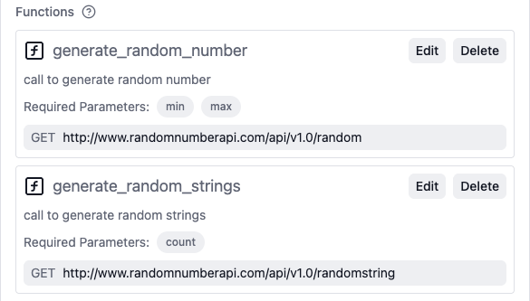 Function chaining setup